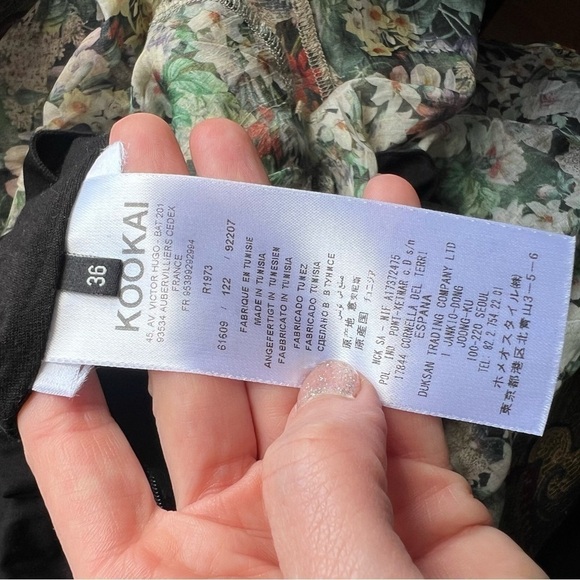 KOOKAÏ: Gathered Silk Multicolor All Over Floral Print Flowy Skirt W/ Pockets - Picture 8 of 9